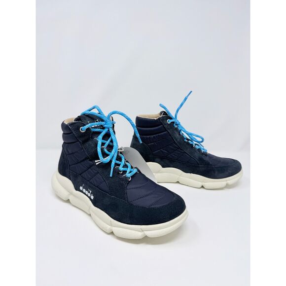 Diadora Heritage x The Editor Booth Quilted Hi-Top Sneaker Boots in Blue Sz 6.5 main image 9